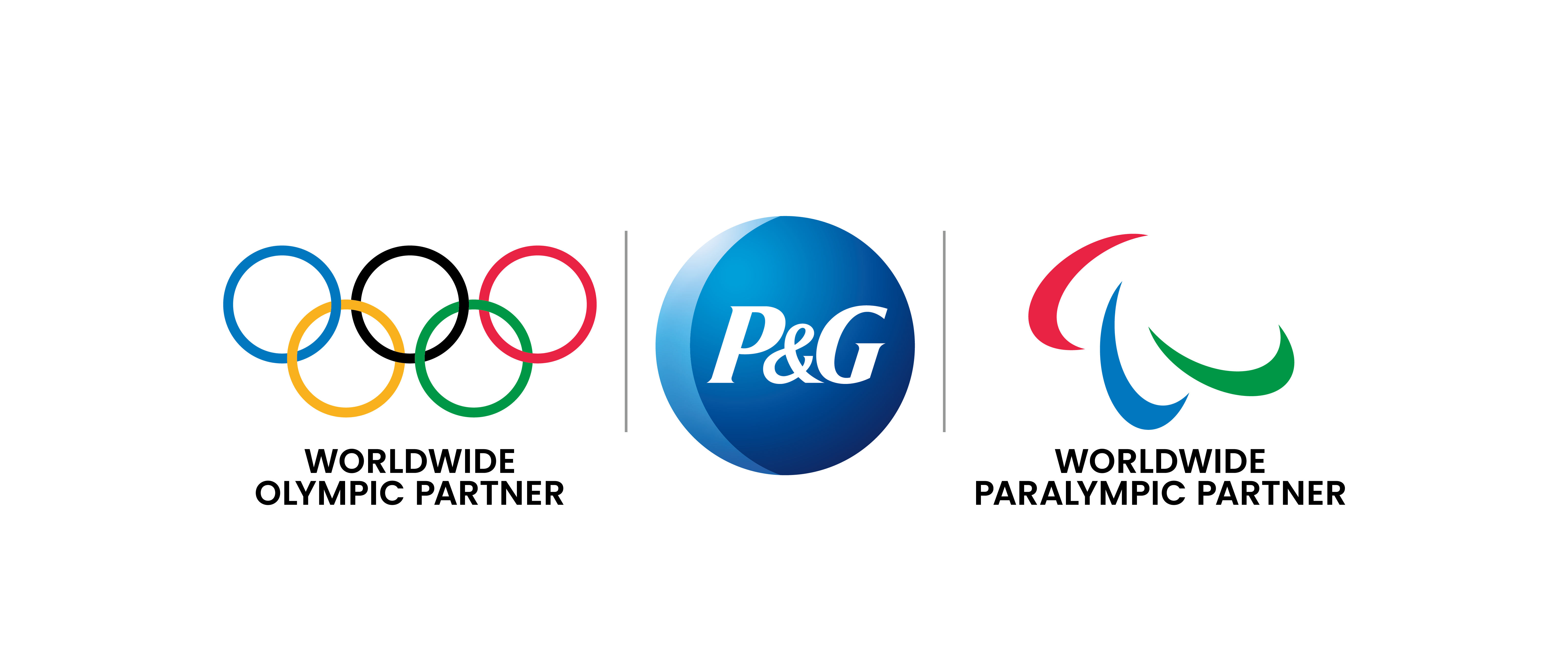 P&G Logo neben dem WOrldwide Olympics Partner Logo und dem Worldwide Paralympic Partner Logo.