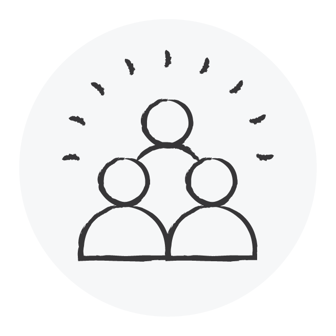 outline of three people together