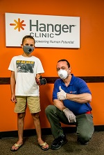 James gives a </br>thumbs up with his </br>new Hero Arm